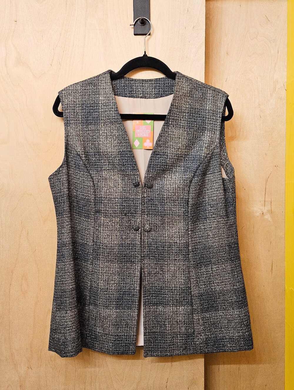 Vintage 60s Grey Plaid Tweed Vest
